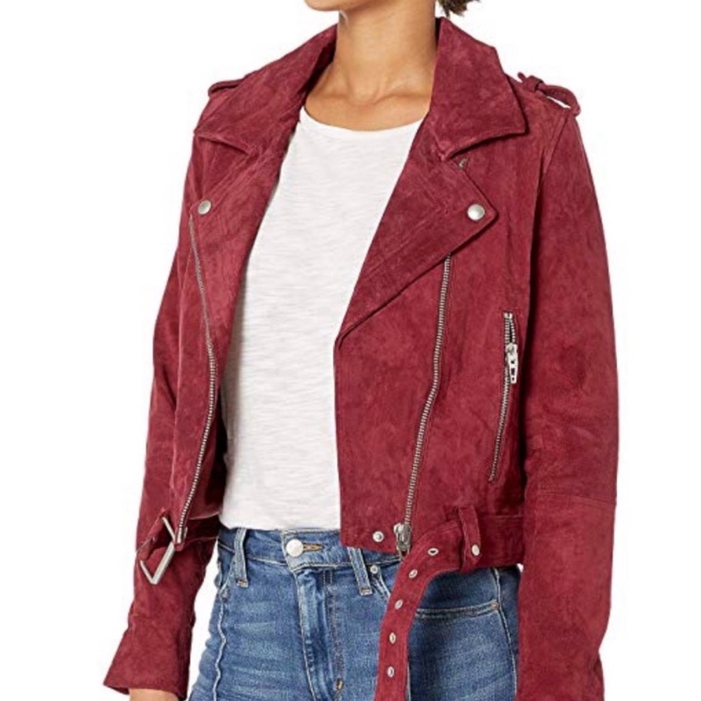 Blank NYC Burgundy Suede Moto Jacket